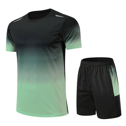 Homme Ensemble de Sport avec T-shirt Manches Courtes et Short col Rond Dégradé