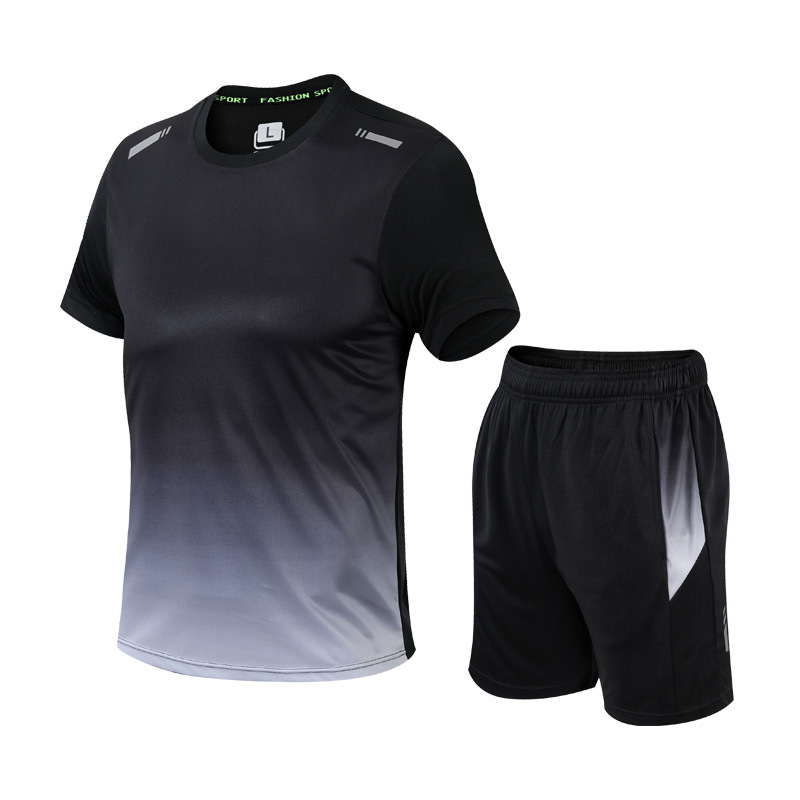 Homme Ensemble de Sport avec T-shirt Manches Courtes et Short col Rond Dégradé