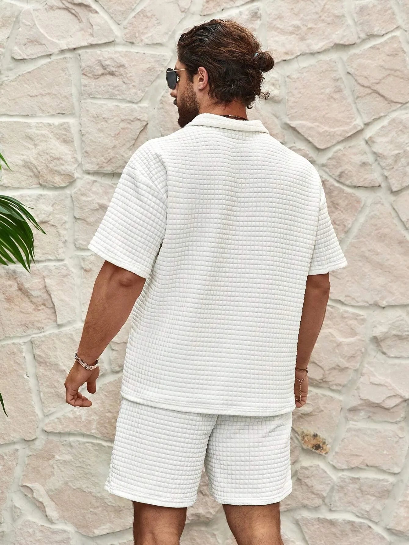 Homme Ensemble Deux Pièces Polo Manches Courtes avec Zip et Short