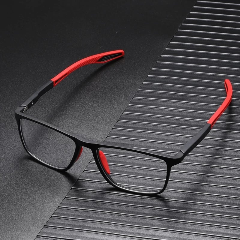 Homme Lunettes de Lecture Sport Anti-Lumière Bleue avec Monture Rectangulaire et Charnière à Ressort