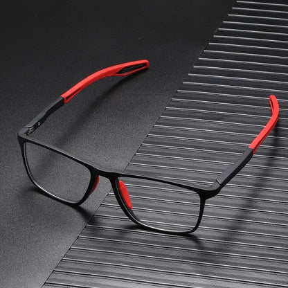 Homme Lunettes de Lecture Sport Anti-Lumière Bleue avec Monture Rectangulaire et Charnière à Ressort