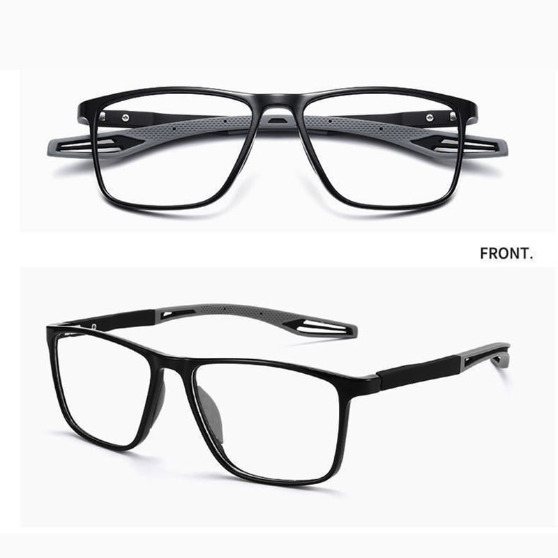 Homme Lunettes de Lecture Sport Anti-Lumière Bleue avec Monture Rectangulaire et Charnière à Ressort