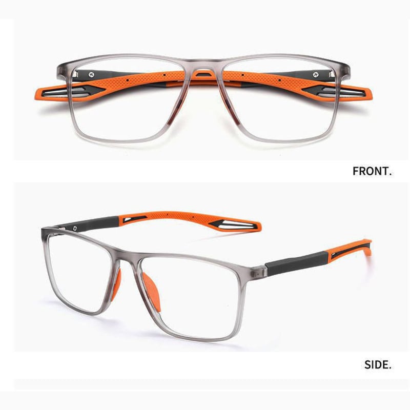 Homme Lunettes de Lecture Sport Anti-Lumière Bleue avec Monture Rectangulaire et Charnière à Ressort