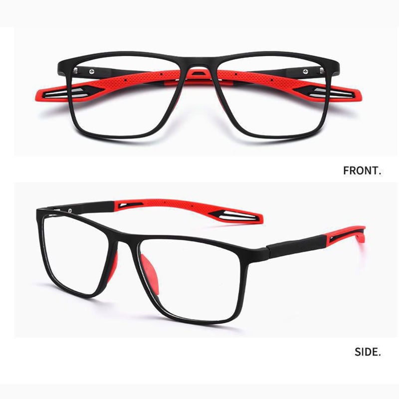 Homme Lunettes de Lecture Sport Anti-Lumière Bleue avec Monture Rectangulaire et Charnière à Ressort