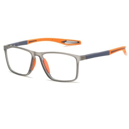 Homme Lunettes de Lecture Sport Anti-Lumière Bleue avec Monture Rectangulaire et Charnière à Ressort