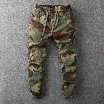 Homme Pantalon Cargo Camouflage avec Ceinture Élastique et Chevilles Resserrées