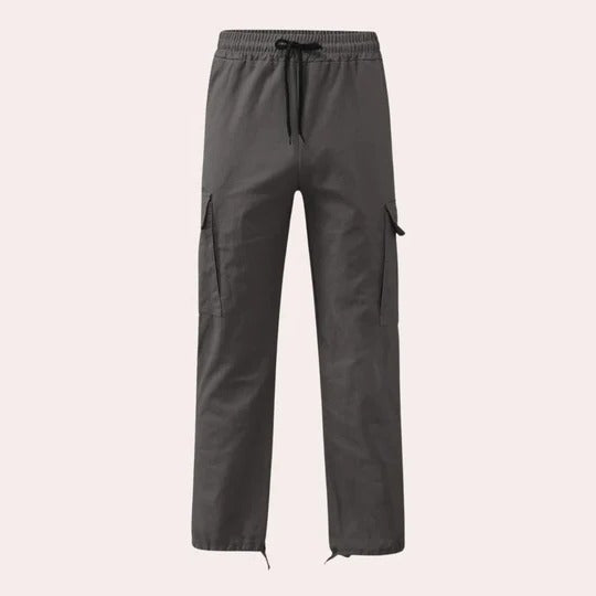 Homme Pantalon Cargo Straight avec Poches Multiples et Taille Élastique