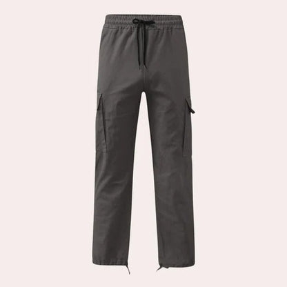 Homme Pantalon Cargo Straight avec Poches Multiples et Taille Élastique