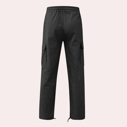 Homme Pantalon Cargo Straight avec Poches Multiples et Taille Élastique