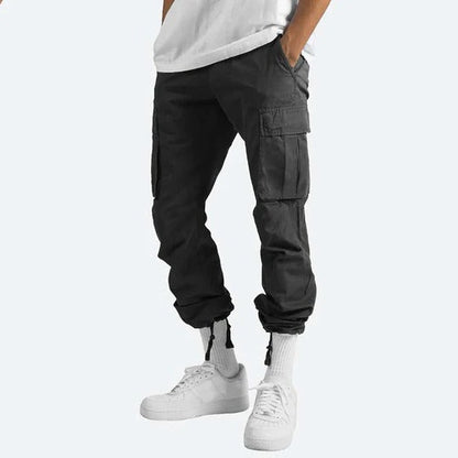 Homme Pantalon Cargo Straight avec Poches Multiples et Taille Élastique