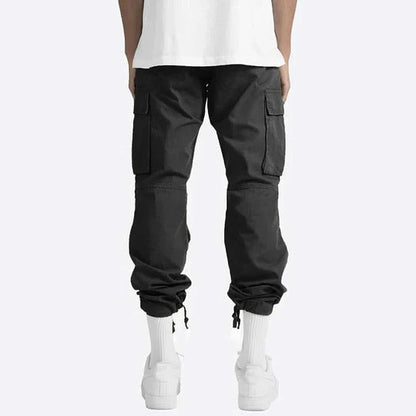 Homme Pantalon Cargo Straight avec Poches Multiples et Taille Élastique