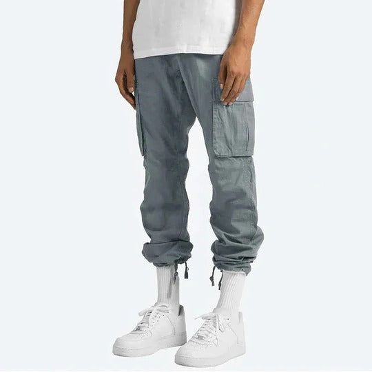 Homme Pantalon Cargo Straight avec Poches Multiples et Taille Élastique