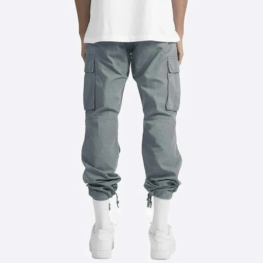 Homme Pantalon Cargo Straight avec Poches Multiples et Taille Élastique
