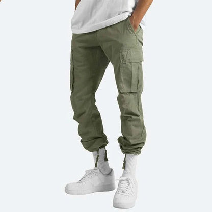 Homme Pantalon Cargo Straight avec Poches Multiples et Taille Élastique