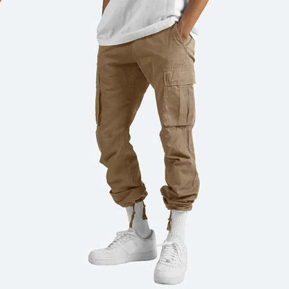 Homme Pantalon Cargo Straight avec Poches Multiples et Taille Élastique