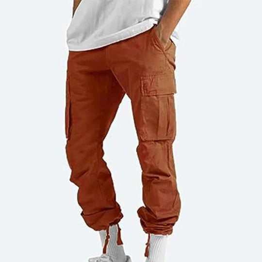 Homme Pantalon Cargo Straight avec Poches Multiples et Taille Élastique