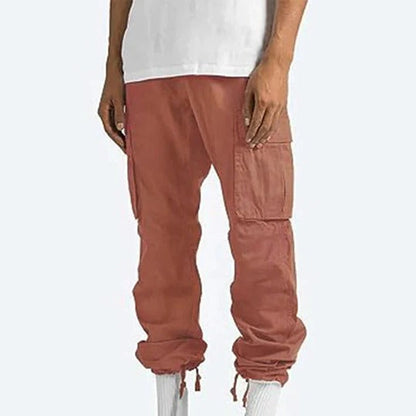Homme Pantalon Cargo Straight avec Poches Multiples et Taille Élastique