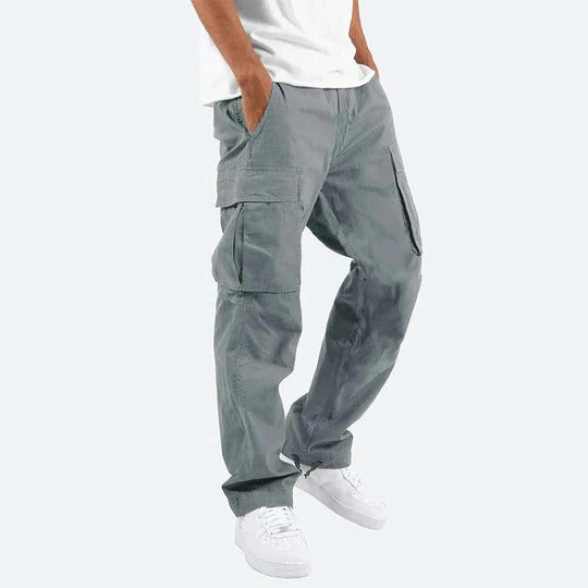 Homme Pantalon Cargo Straight avec Poches Multiples et Taille Élastique