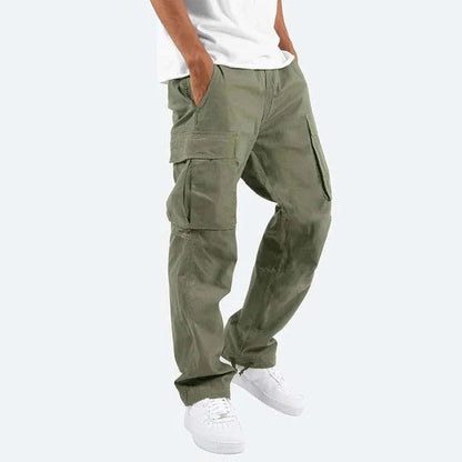 Homme Pantalon Cargo Straight avec Poches Multiples et Taille Élastique