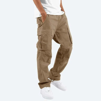 Homme Pantalon Cargo Straight avec Poches Multiples et Taille Élastique