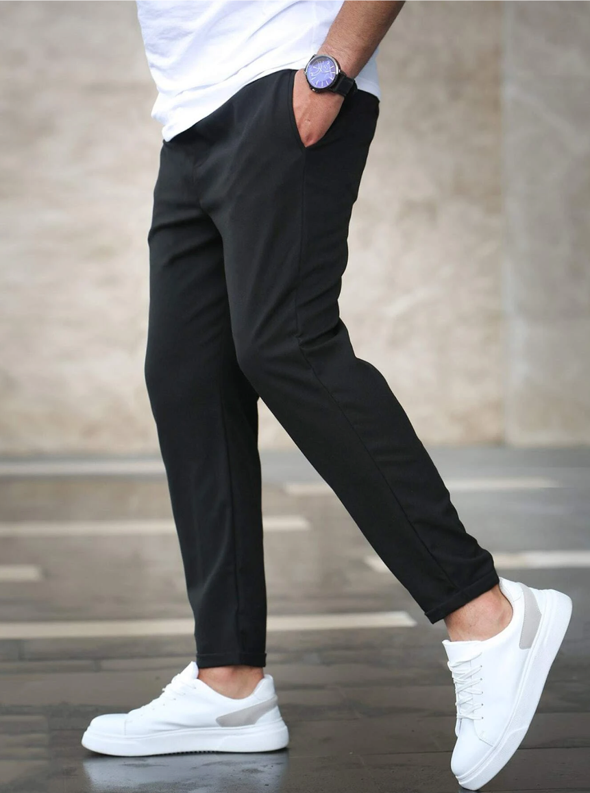 Homme Pantalon Chino Slim avec Cordon de Serrage et Poches Latérales