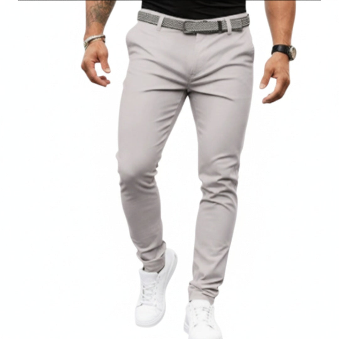 Homme Pantalon Chino Slim Fit Long avec Ceinture