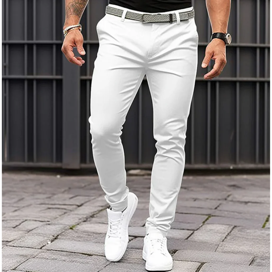 Homme Pantalon Chino Slim Fit Long avec Ceinture