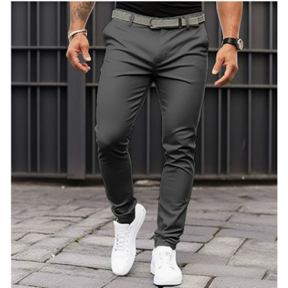 Homme Pantalon Chino Slim Fit Long avec Ceinture