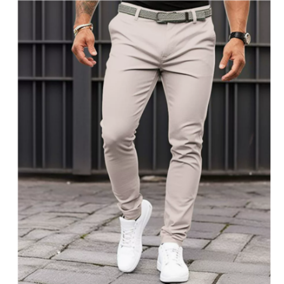 Homme Pantalon Chino Slim Fit Long avec Ceinture