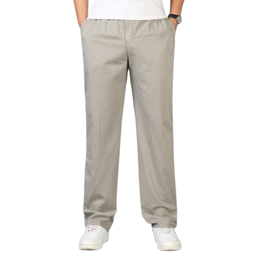 Homme Pantalon Décontracté Coupe Droite avec Ceinture Élastique