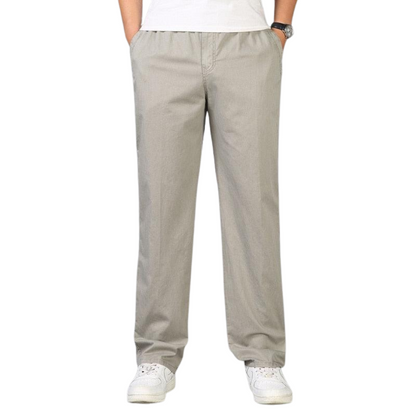 Homme Pantalon Décontracté Coupe Droite avec Ceinture Élastique