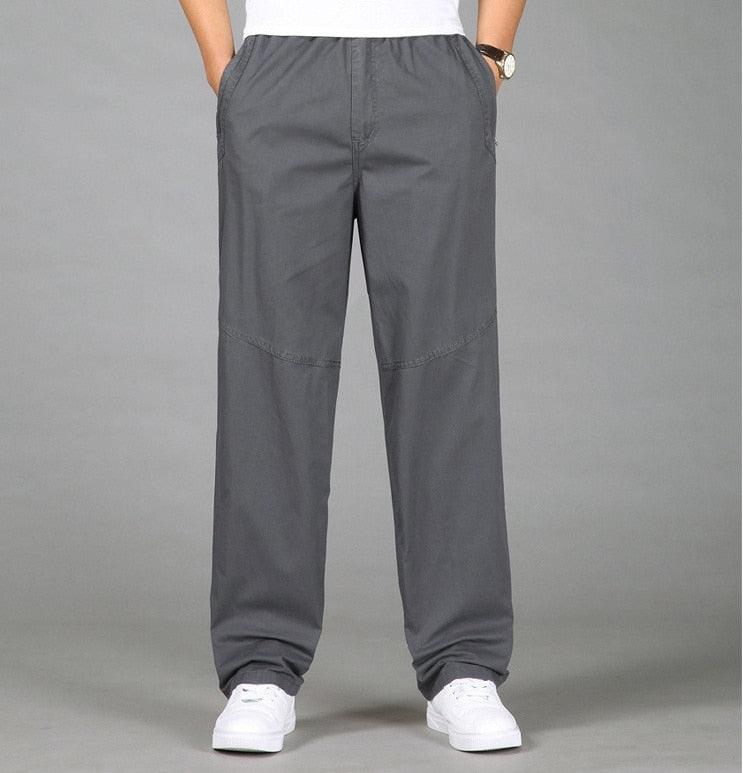 Homme Pantalon Décontracté Coupe Droite avec Ceinture Élastique