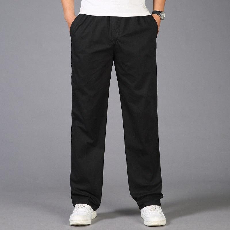 Homme Pantalon Décontracté Coupe Droite avec Ceinture Élastique