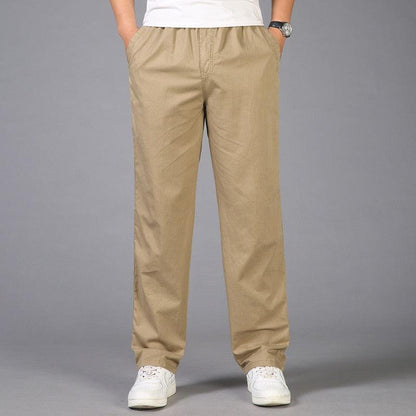 Homme Pantalon Décontracté Coupe Droite avec Ceinture Élastique
