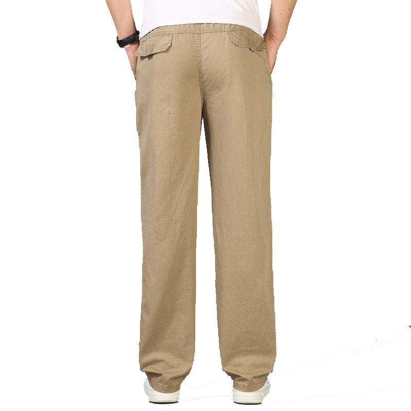 Homme Pantalon Décontracté Coupe Droite avec Ceinture Élastique