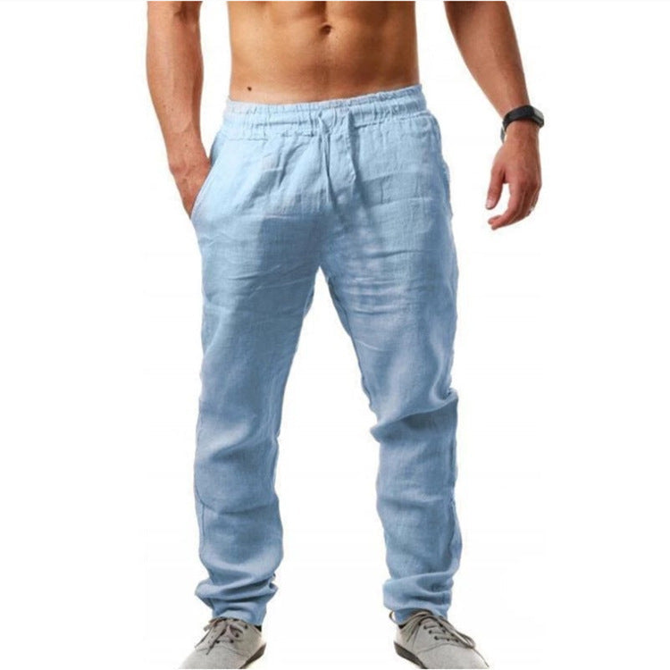 Homme Pantalon Décontracté Long avec Taille Élastique et Cordon