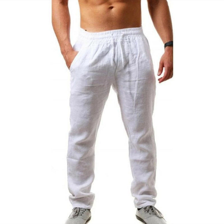 Homme Pantalon Décontracté Long avec Taille Élastique et Cordon