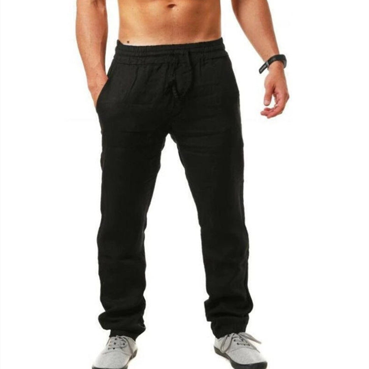 Homme Pantalon Décontracté Long avec Taille Élastique et Cordon