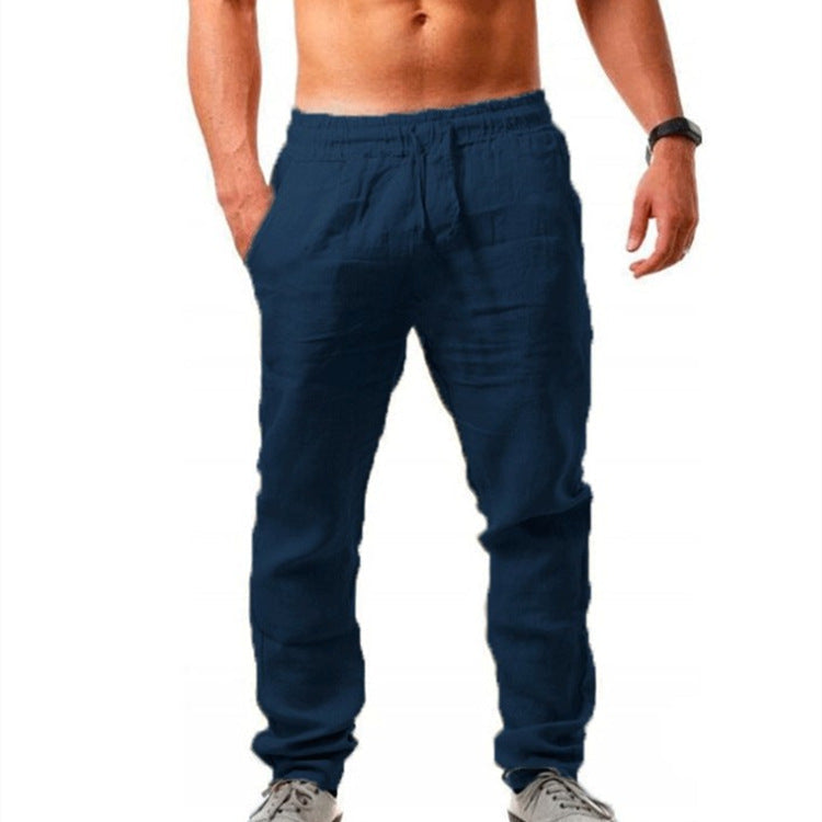 Homme Pantalon Décontracté Long avec Taille Élastique et Cordon