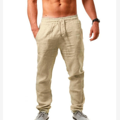 Homme Pantalon Décontracté Long avec Taille Élastique et Cordon