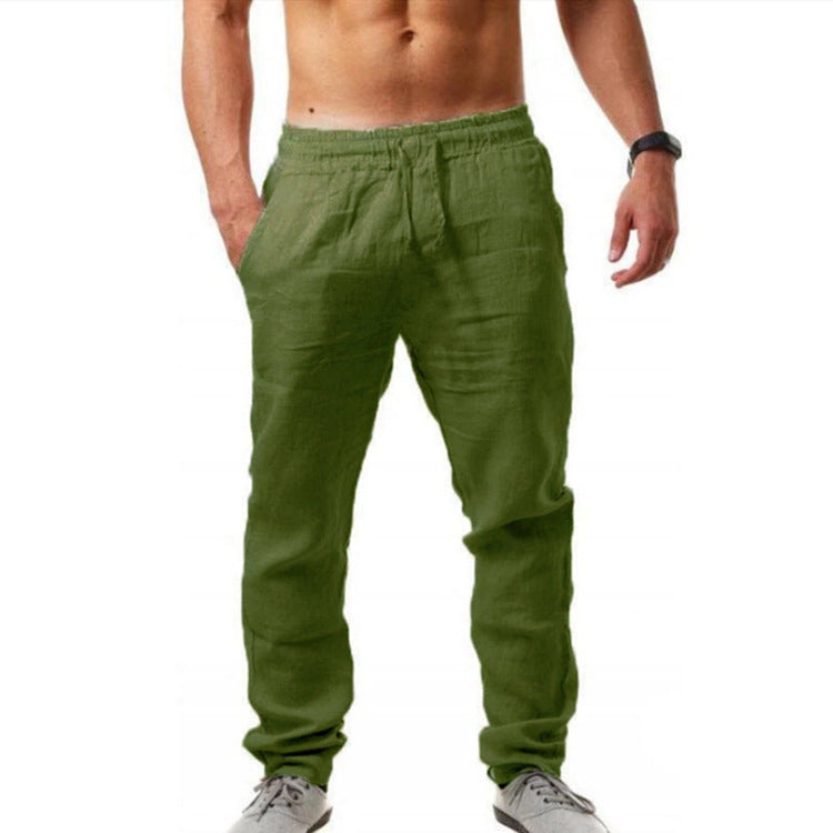 Homme Pantalon Décontracté Long avec Taille Élastique et Cordon