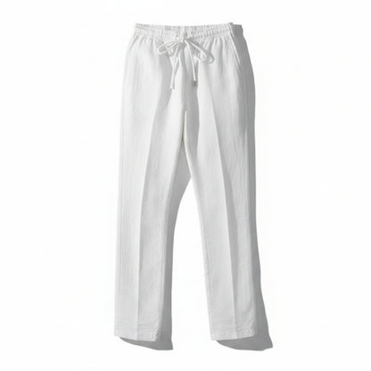 Homme Pantalon Droit à Taille Élastique et Cordon