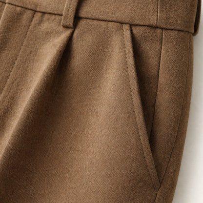 Homme Pantalon Habillé Taille Haute à Plis et Coupe Droite