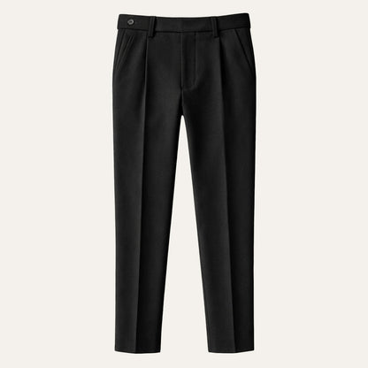 Homme Pantalon Habillé Taille Haute à Plis et Coupe Droite