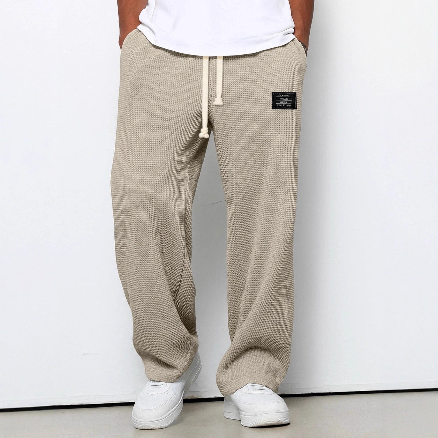 Homme Pantalon Large Décontracté avec Cordon de Serrage