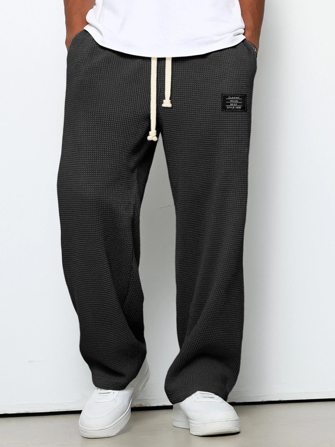 Homme Pantalon Large Décontracté avec Cordon de Serrage