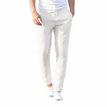 Homme Pantalon Long Slim avec Cordon de Serrage et Poches Latérales