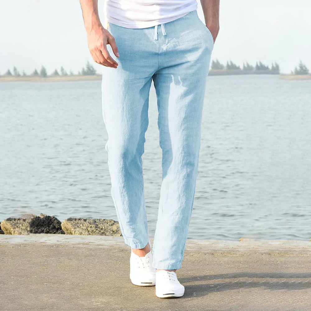 Homme Pantalon Long Slim avec Cordon de Serrage et Poches Latérales