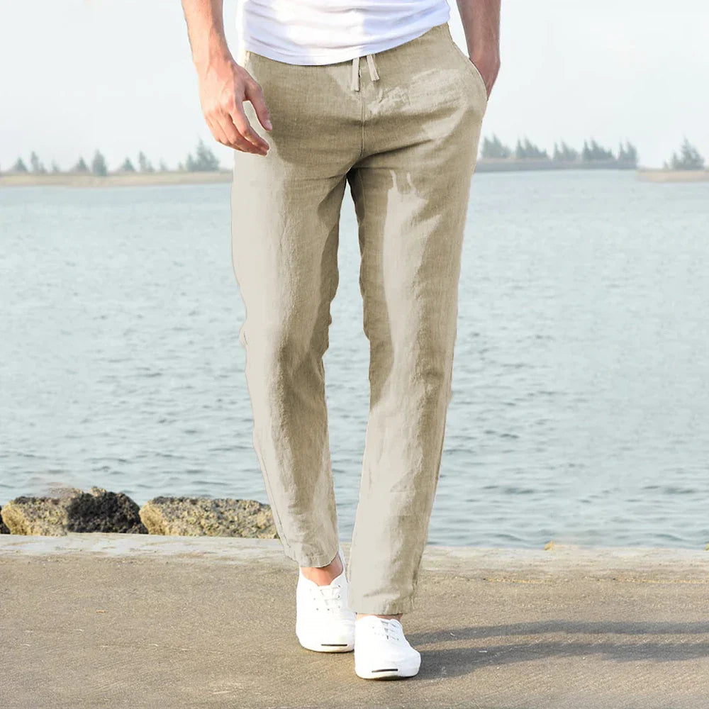 Homme Pantalon Long Slim avec Cordon de Serrage et Poches Latérales
