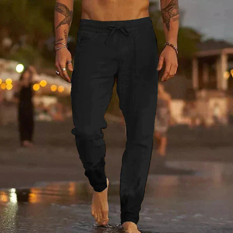 Homme Pantalon Slim avec Cordon de Serrage et Taille Élastique